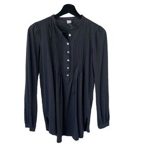 Isda and Co Black Pleated Front Long Sleeve Top Small